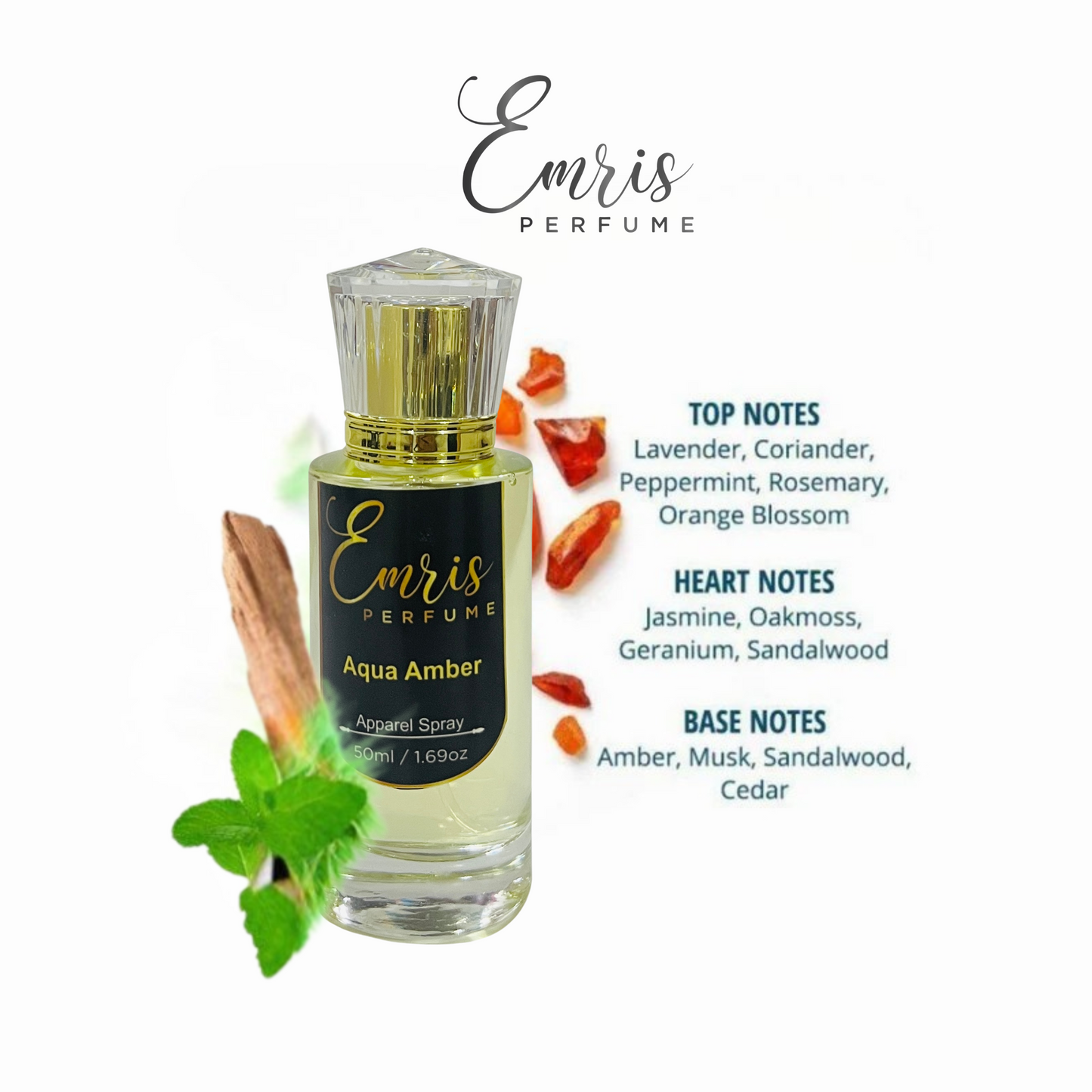 Aqua Amber Apparel Spray Perfume 50ml by Emris Perfume
