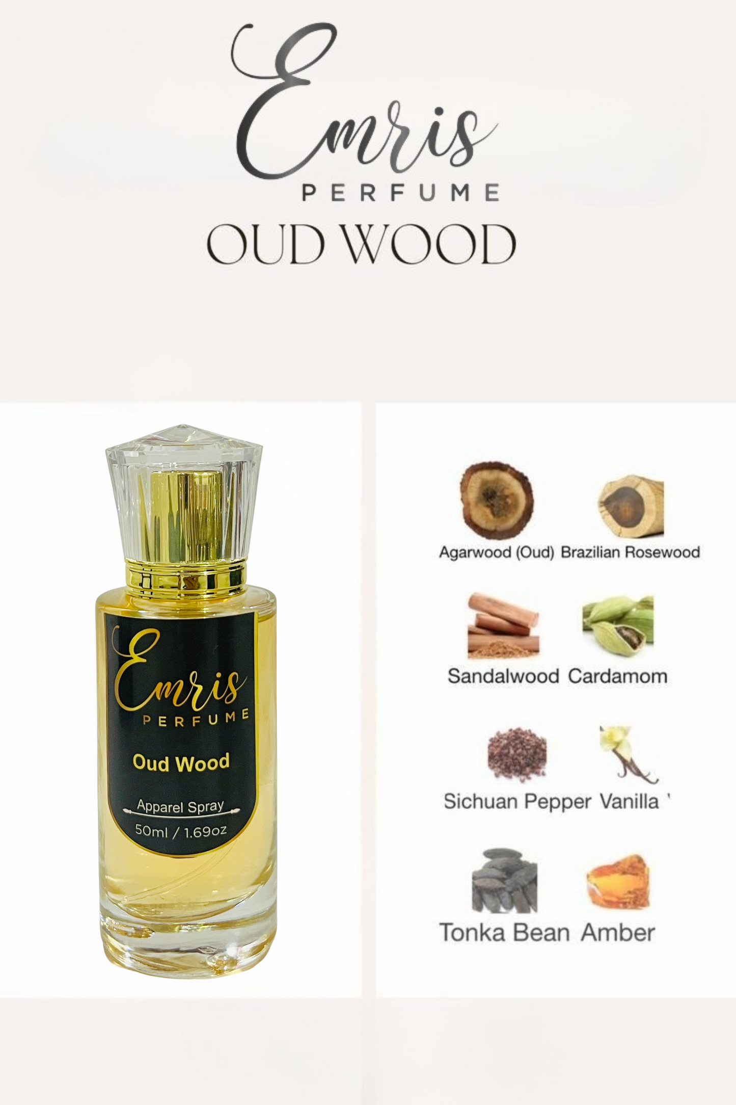 Oud Wood Apparel Spray 50ml Perfume by Emris Perfume